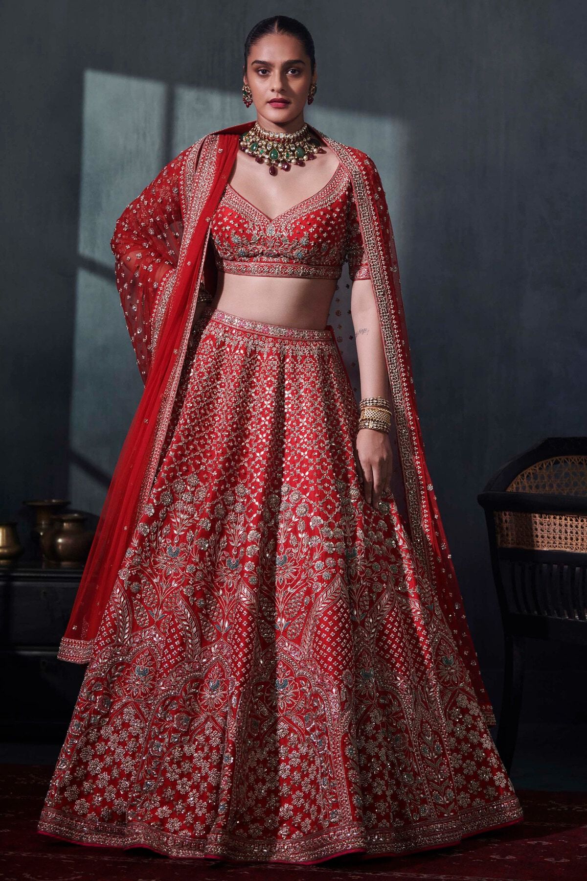 Ela Lehenga Set -  Red