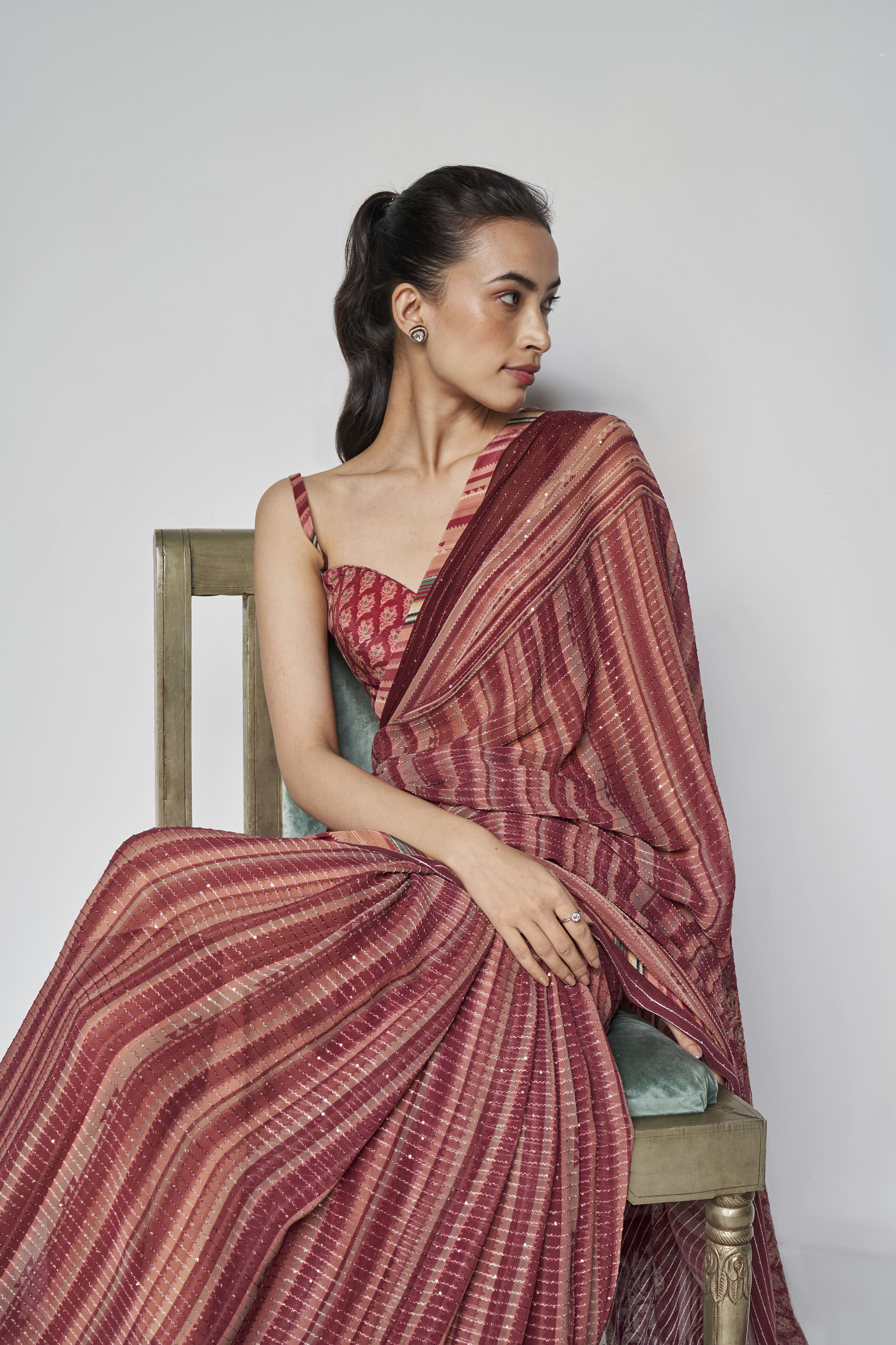 Arvika Saree, Wine, image 6
