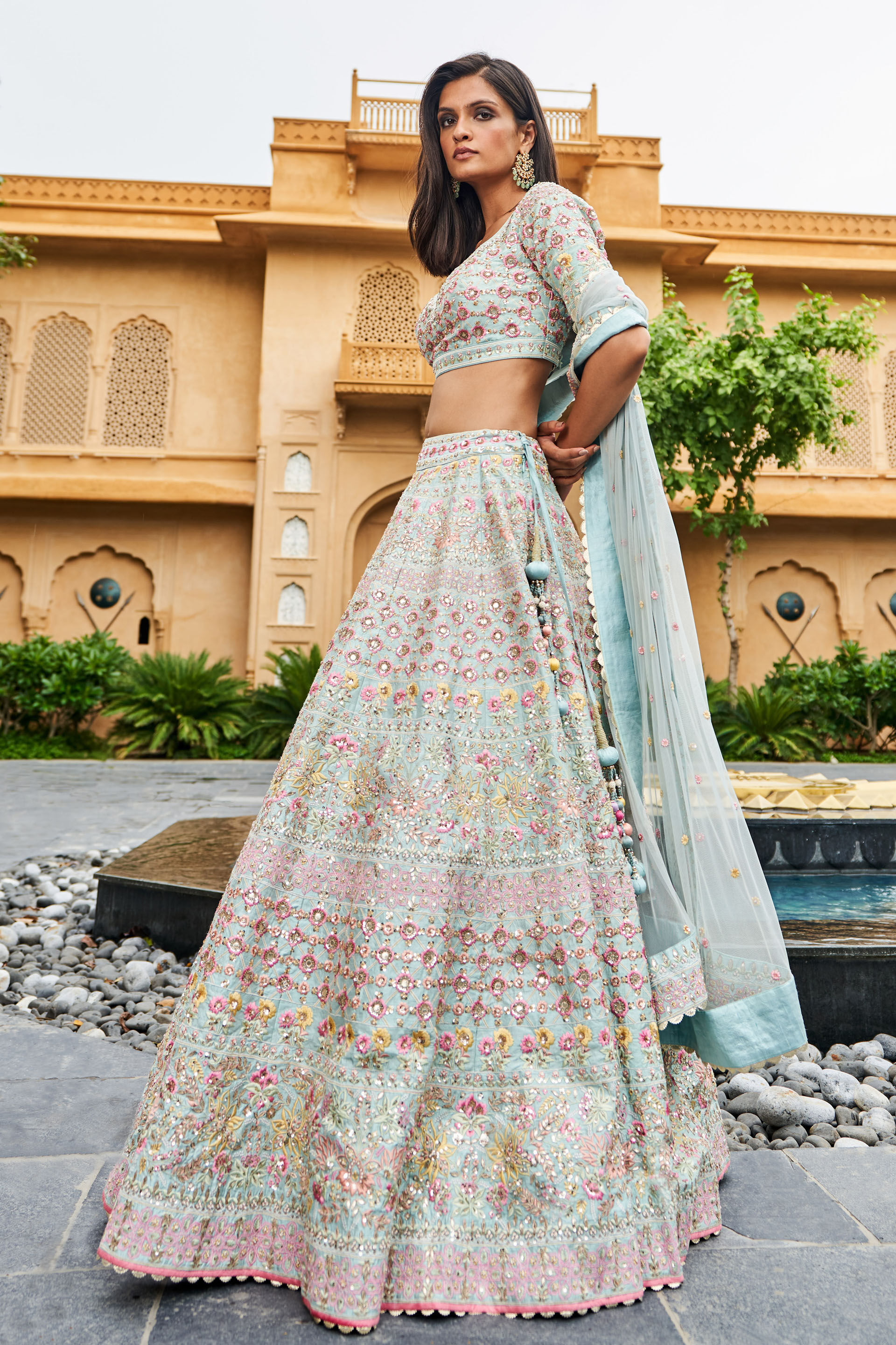 Gayaka Lehenga - Powder Blue, Powder Blue, image 2
