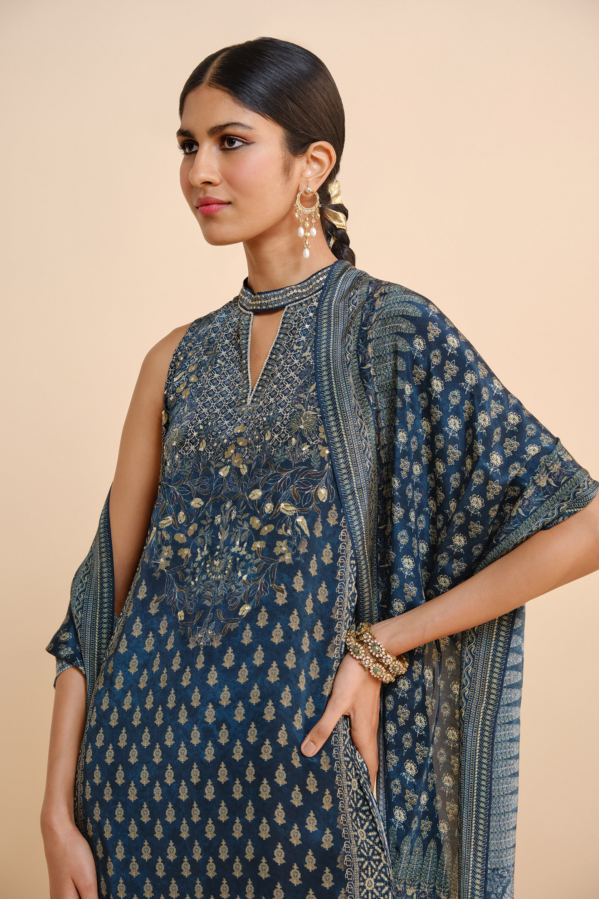Emira A-line Kurta Set - Blue, Blue, image 4
