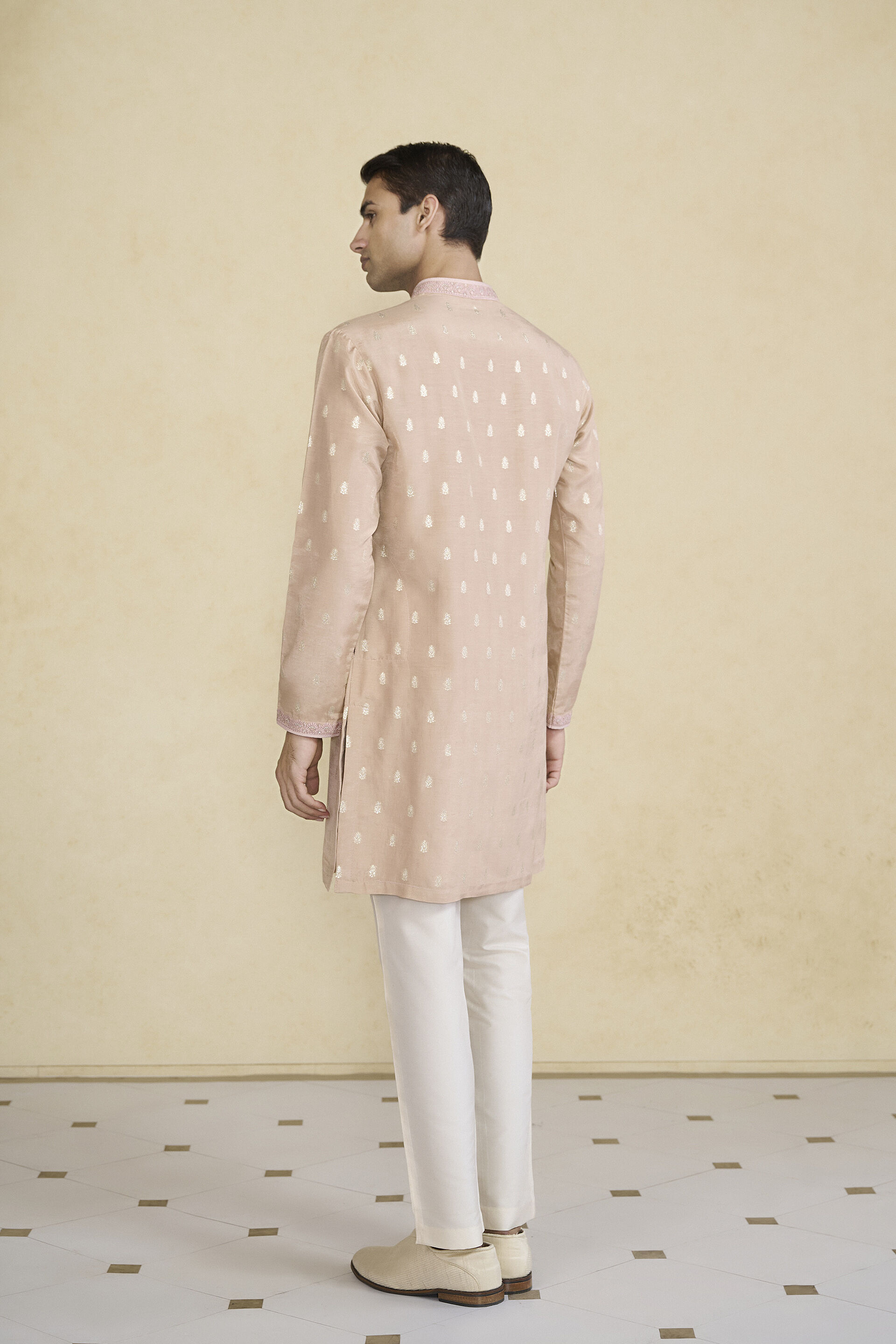 Vinil Handwoven Benarasi Silk Kurta - Pink