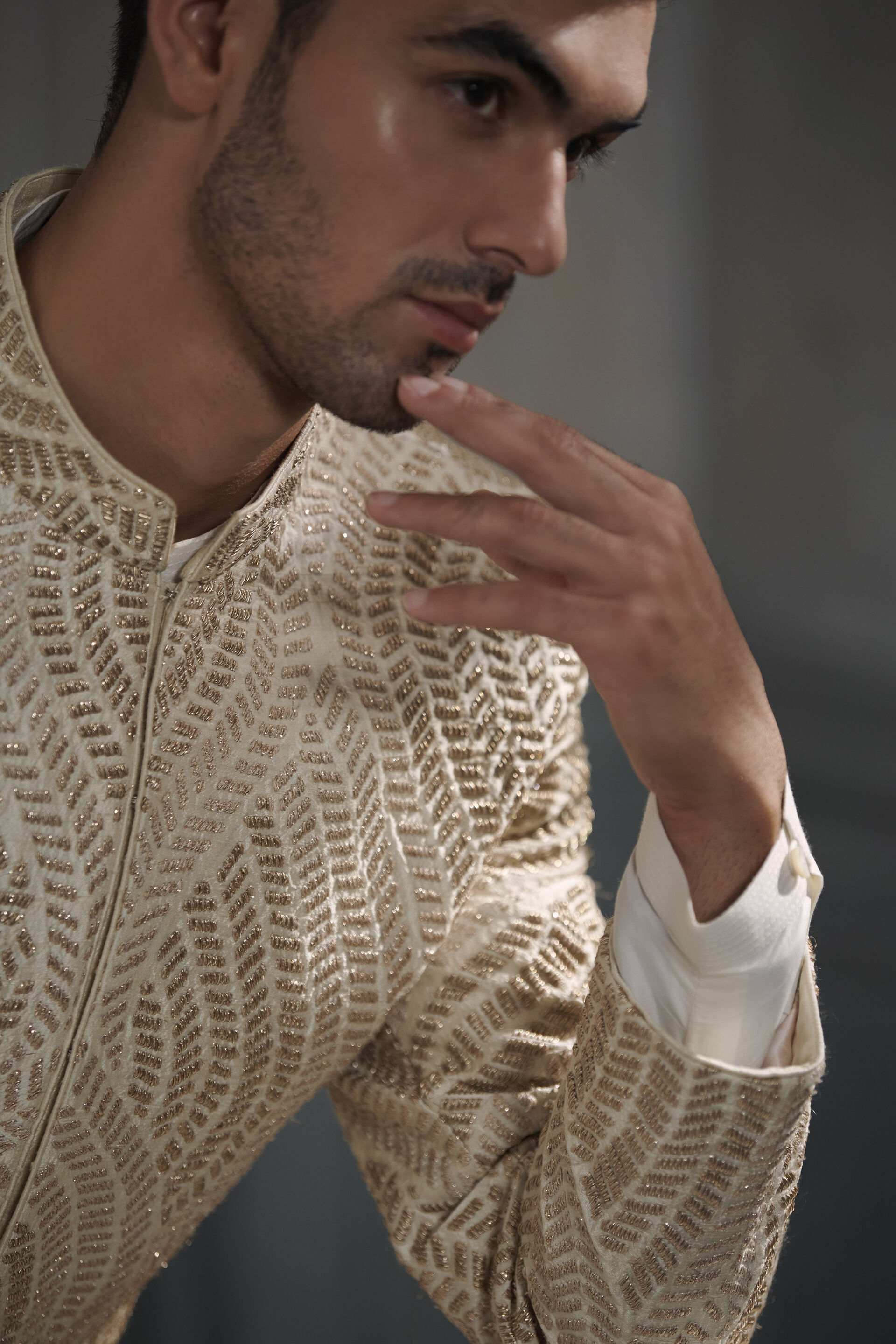 Palvit Sherwani - Off White, Off White, image 2
