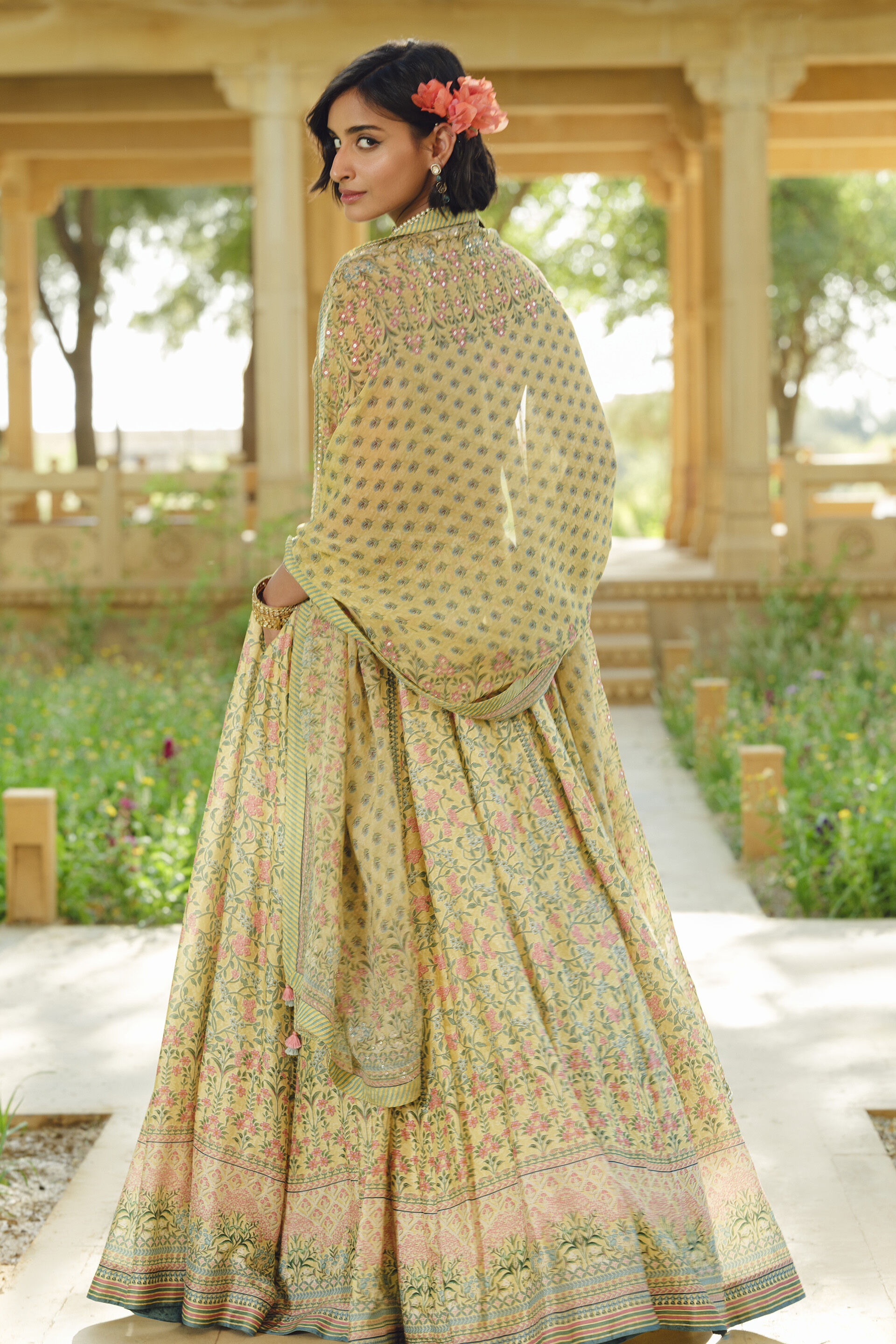 Eliora Silk Lehenga Set - Yellow, Yellow, image 3