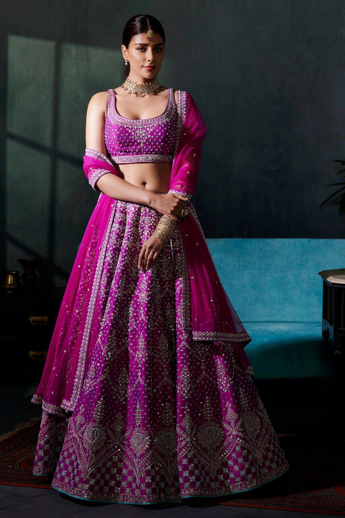 Gayatri Lehenga Set - Vivid Violet