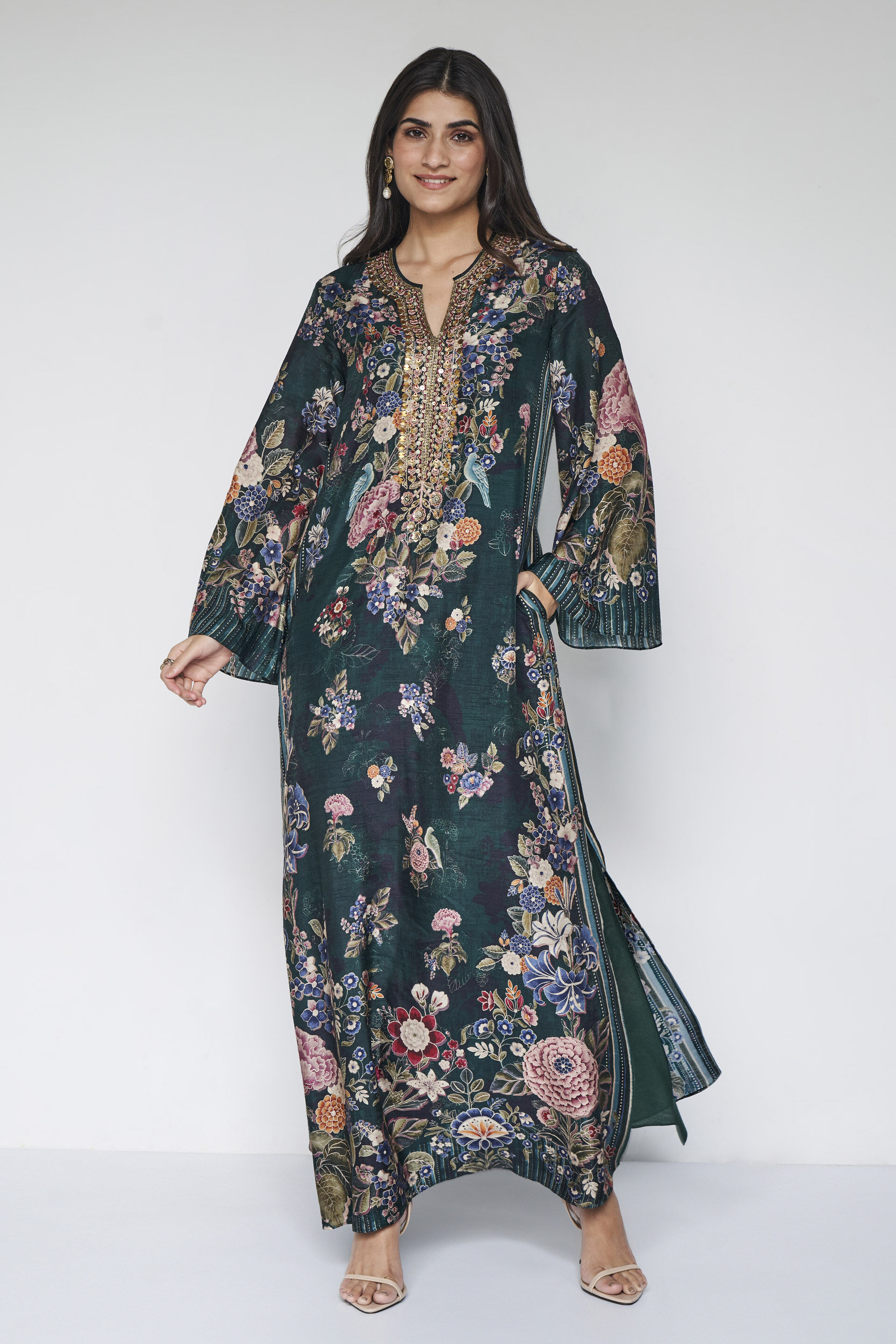 Gazala Kaftan - Green, Green, image 1