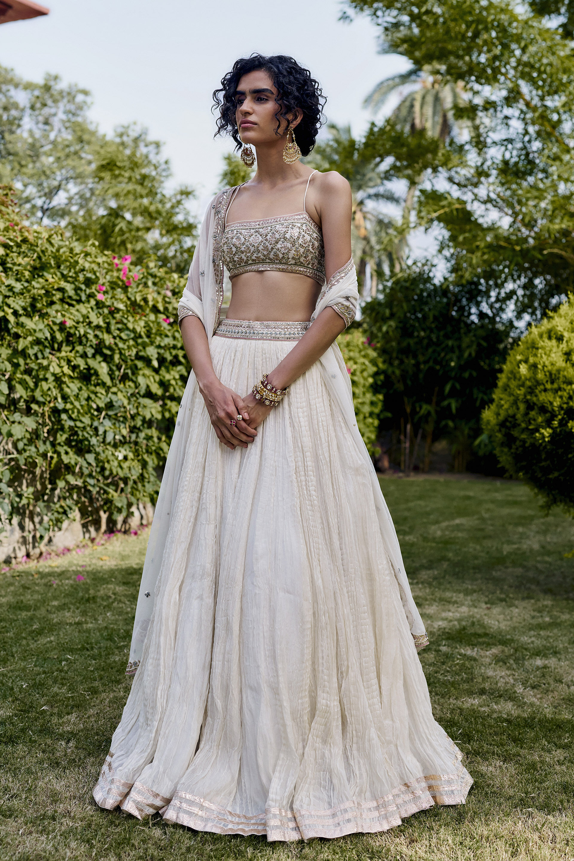Heirloom Gota Patti Mul Lehenga Set - ​Ivory, Ivory, image 1
