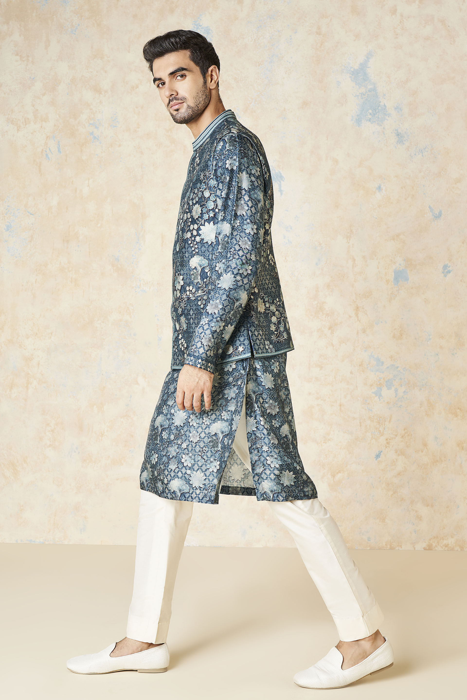 Bhramar Nehru Jacket - Blue, Blue, image 2