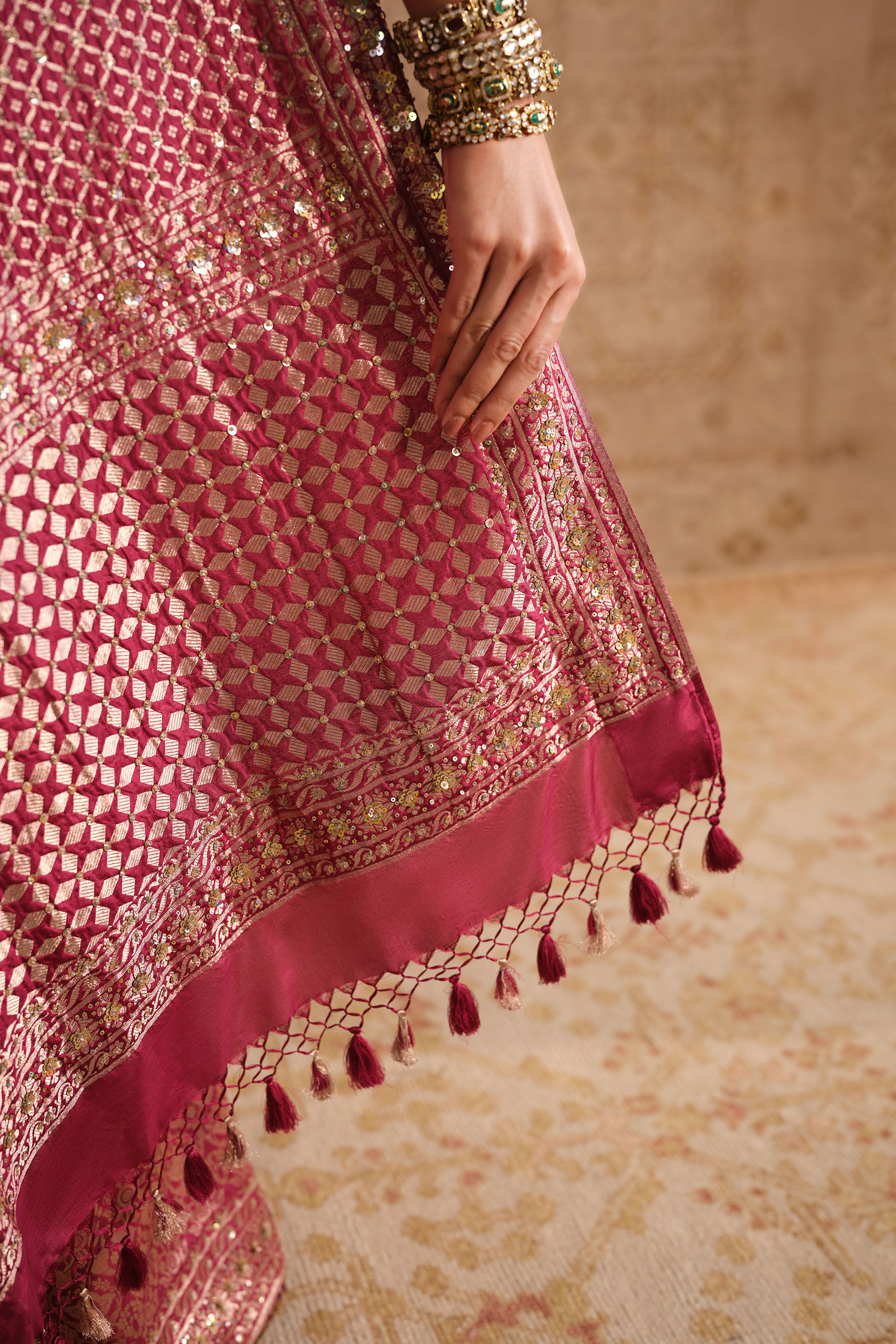 Anedya Handwoven Benarasi Silk Saree, Ruby, image 4
