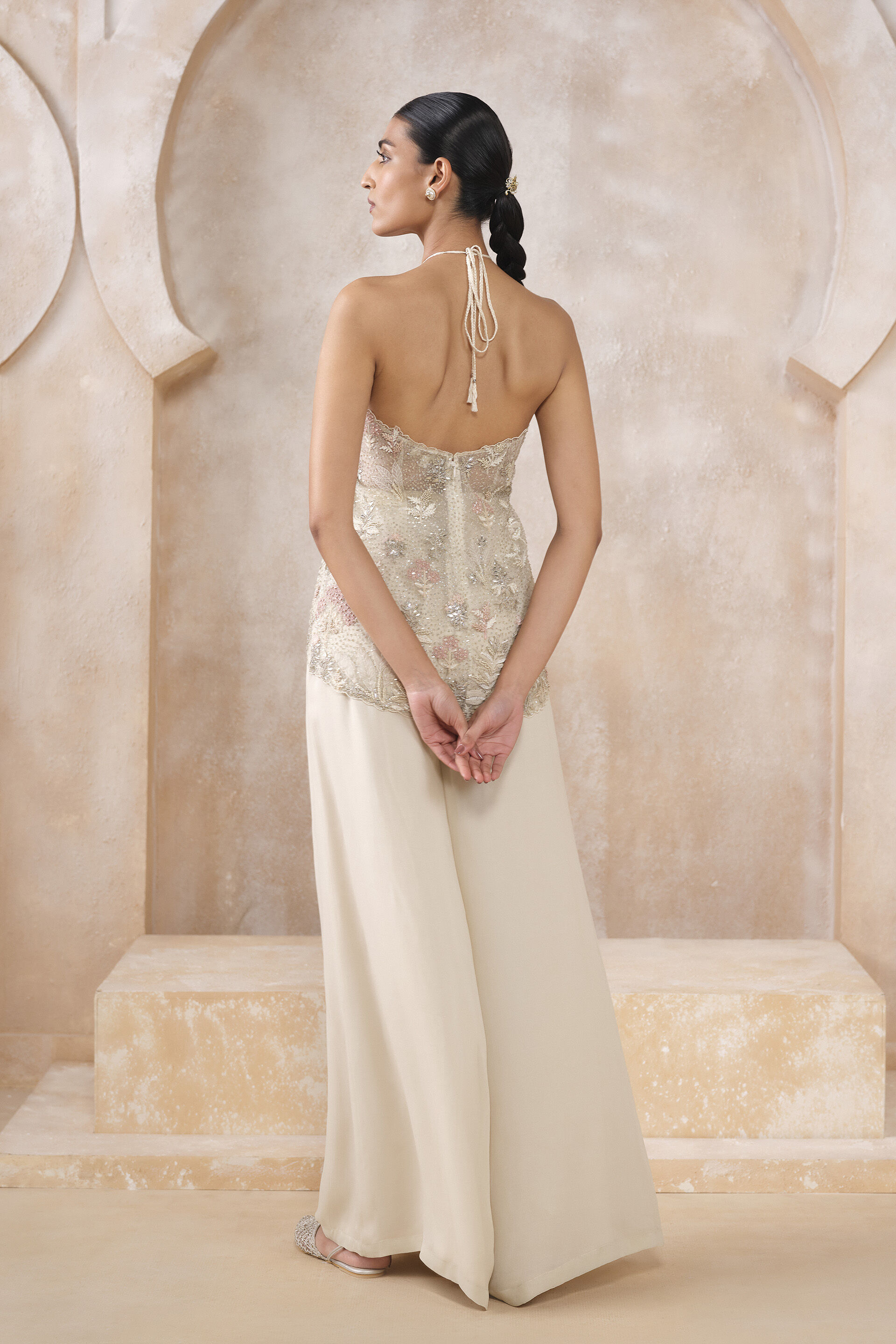 Ismi Embroidered Applique Pant Set - Ivory, Ivory, image 2