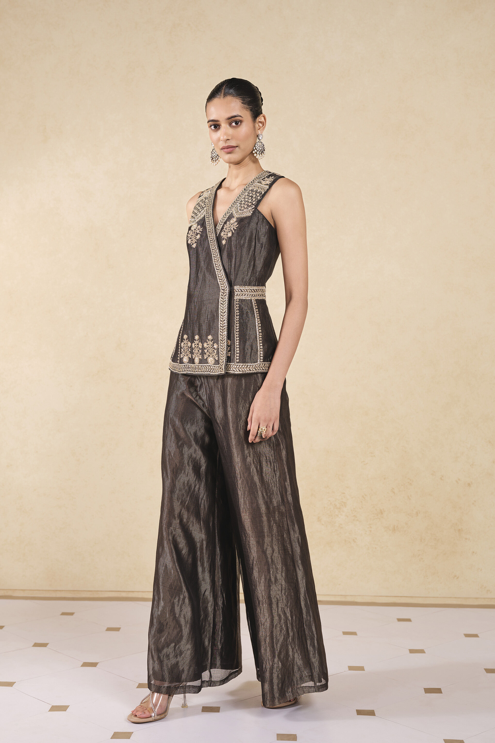 Nadeen Embroidered Jacket Set - Black, Black, image 3