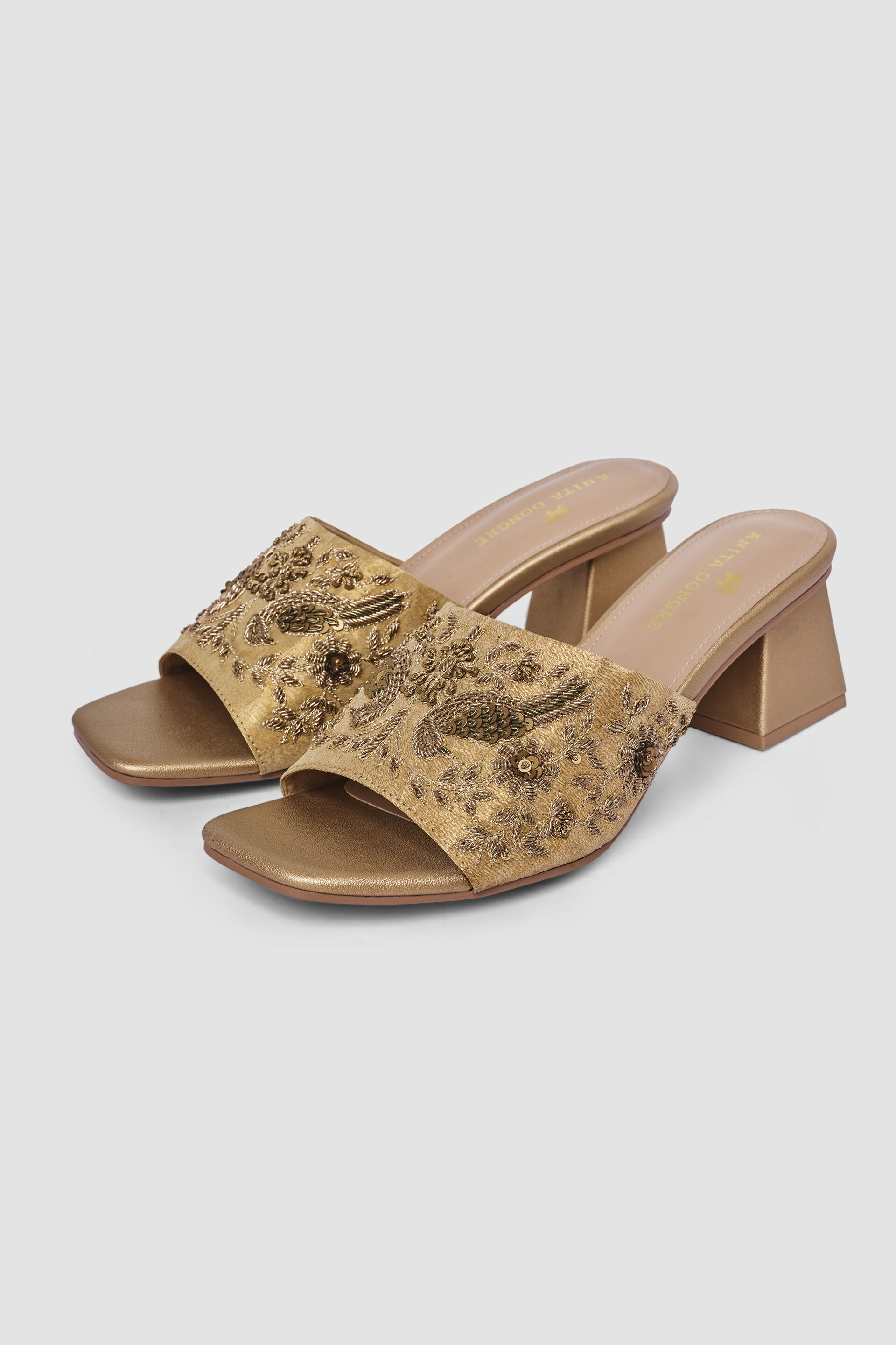 Kabini Hand-embroidered Heels - Gold