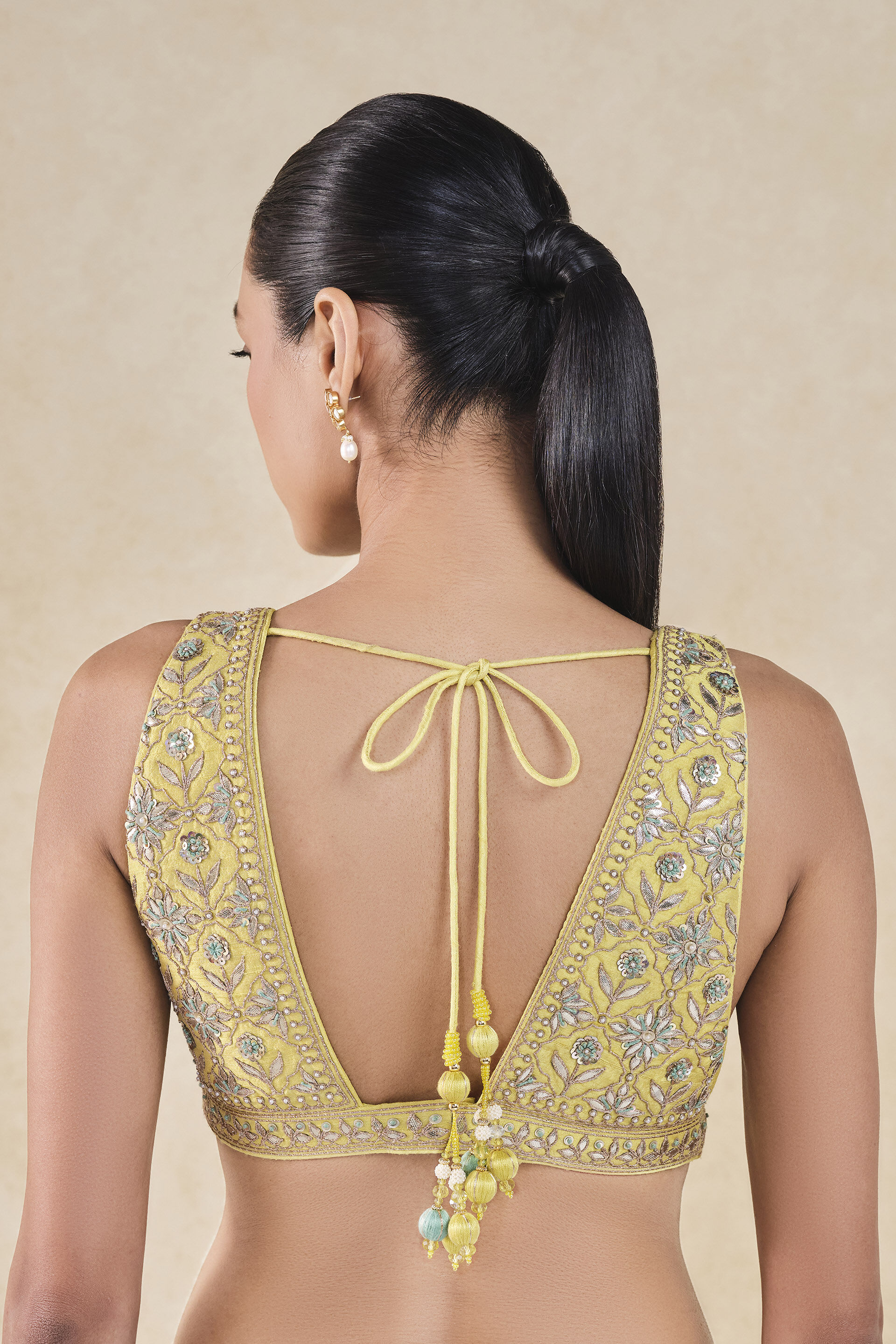 Tajanae Gota Patti Silk Choli - Lime