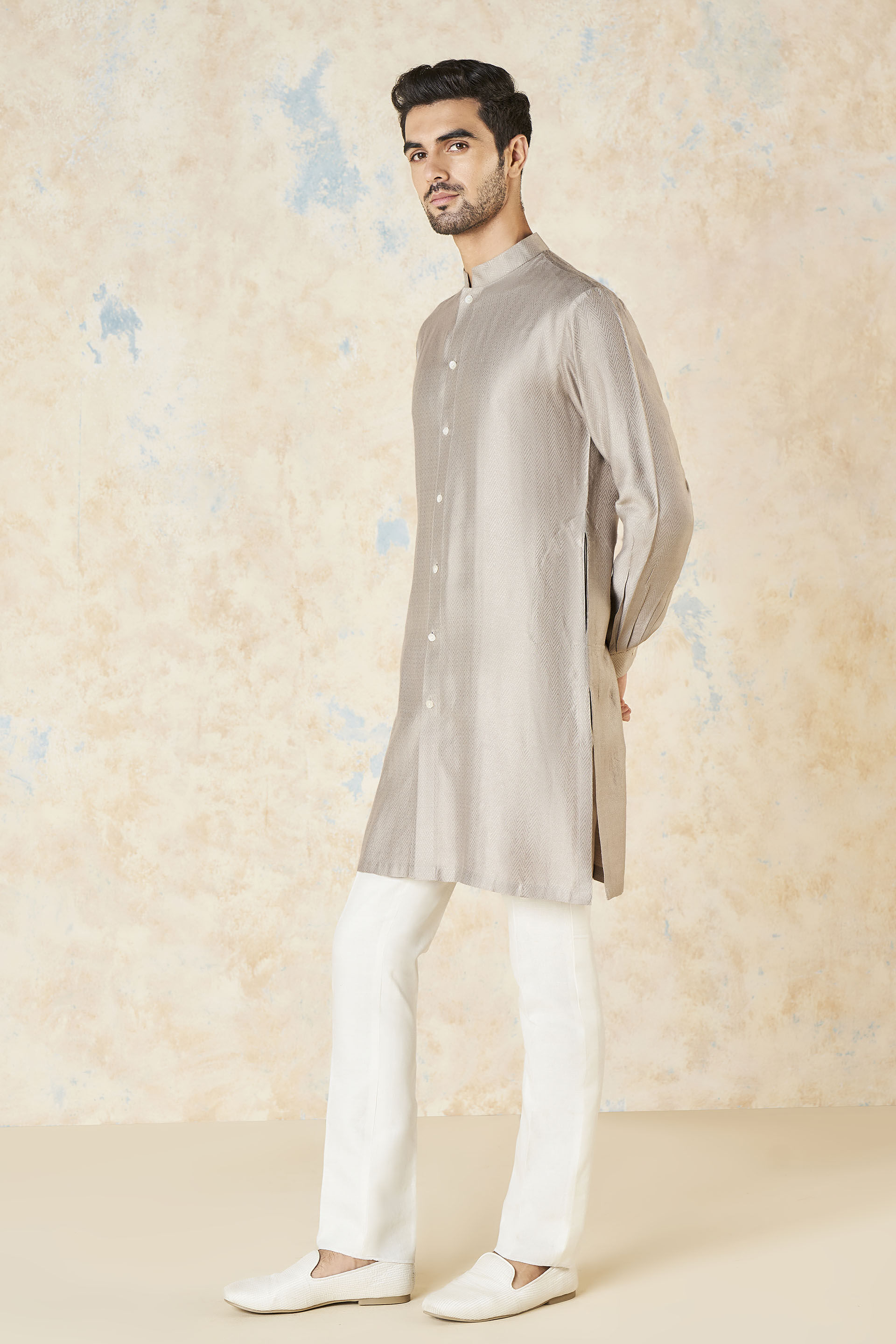 Sazil Silk Kurta - Grey