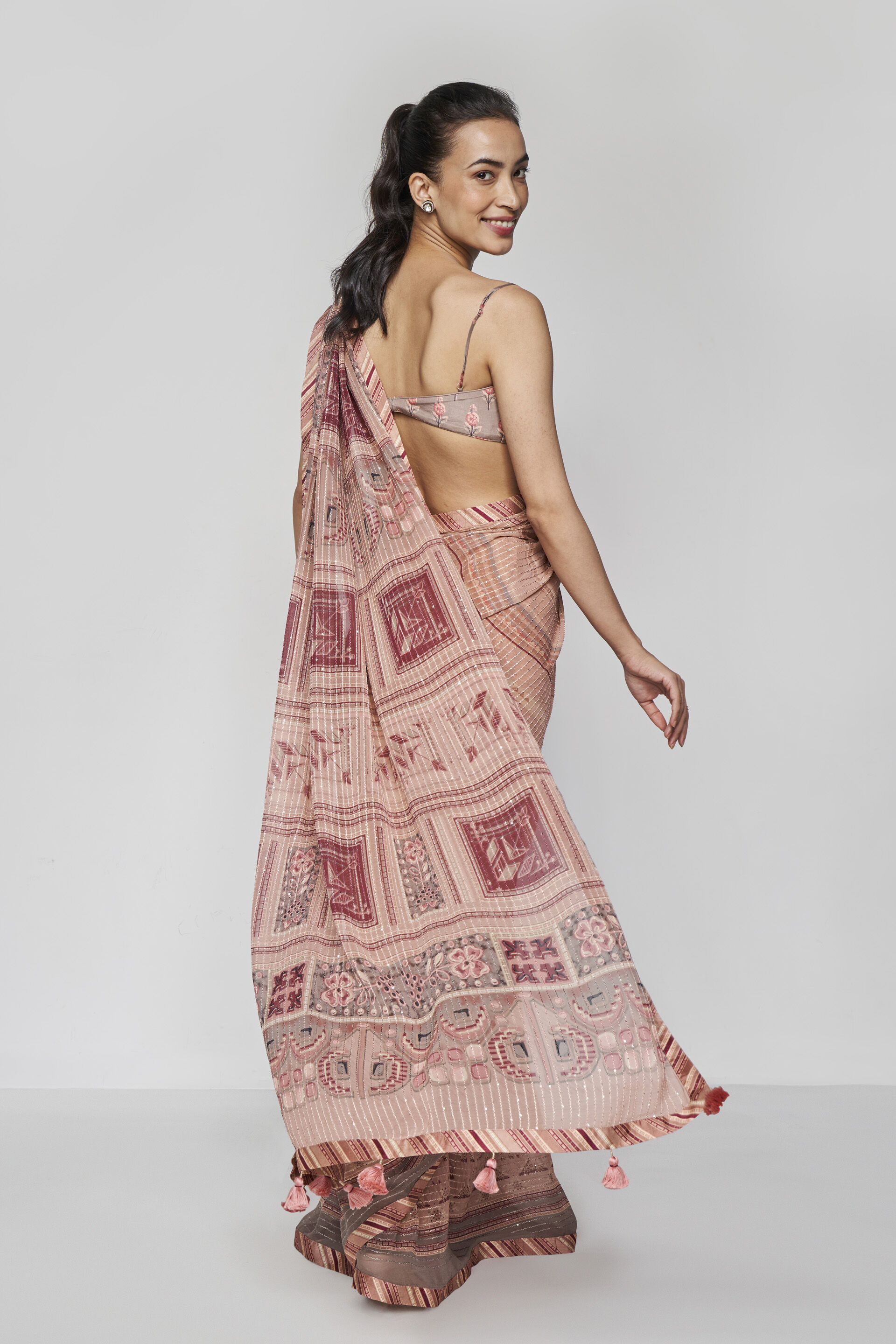 Roksanda Saree Set, Onion Pink, image 4