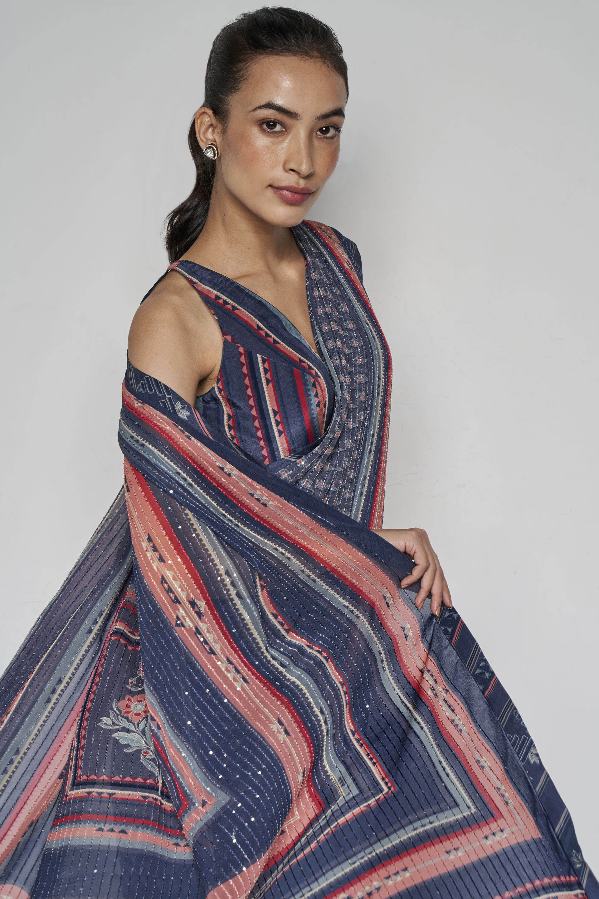 Bluesette Saree Set - Blue, Blue, image 5