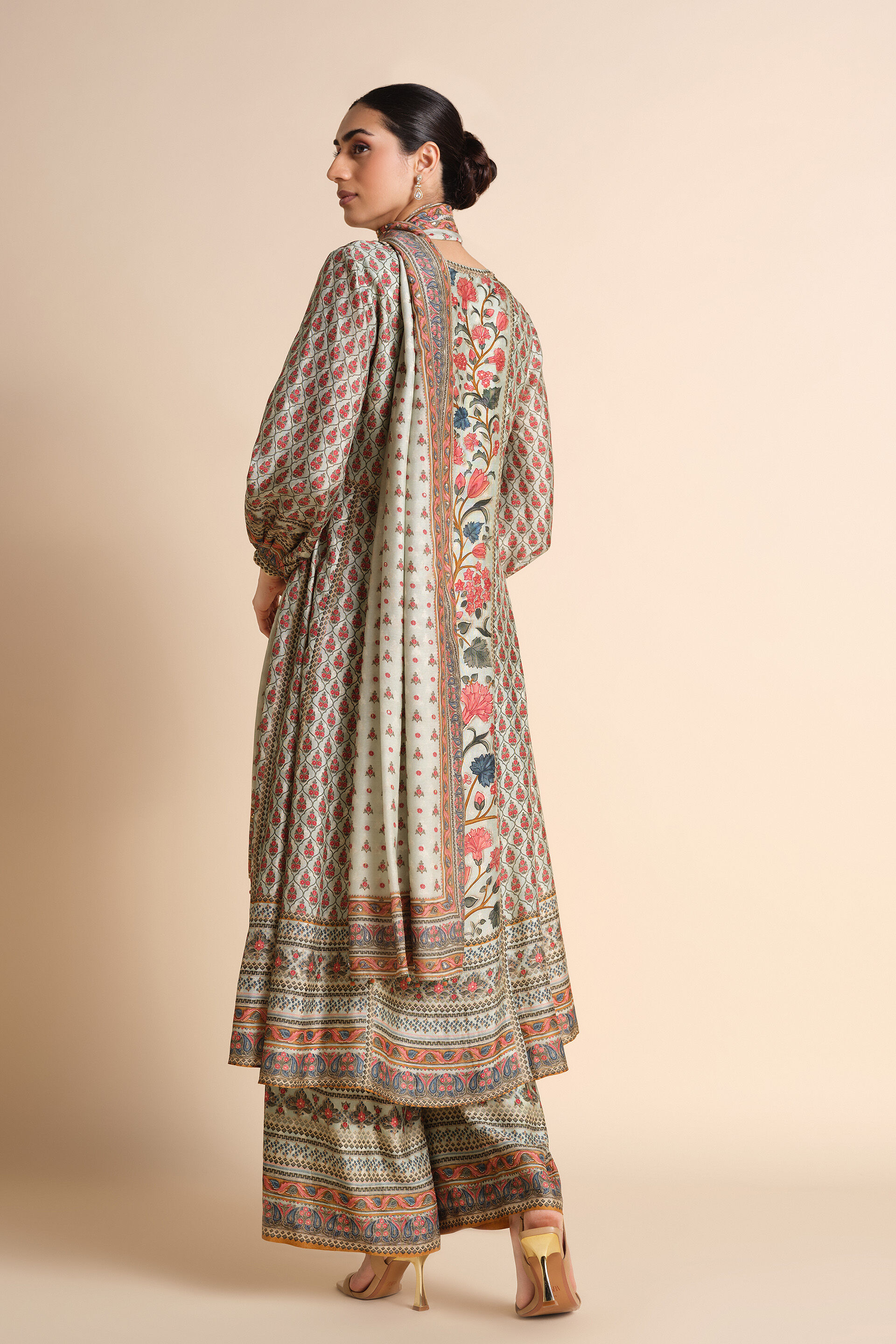 Azza Silk Kurta Set - Sage, Sage, image 2