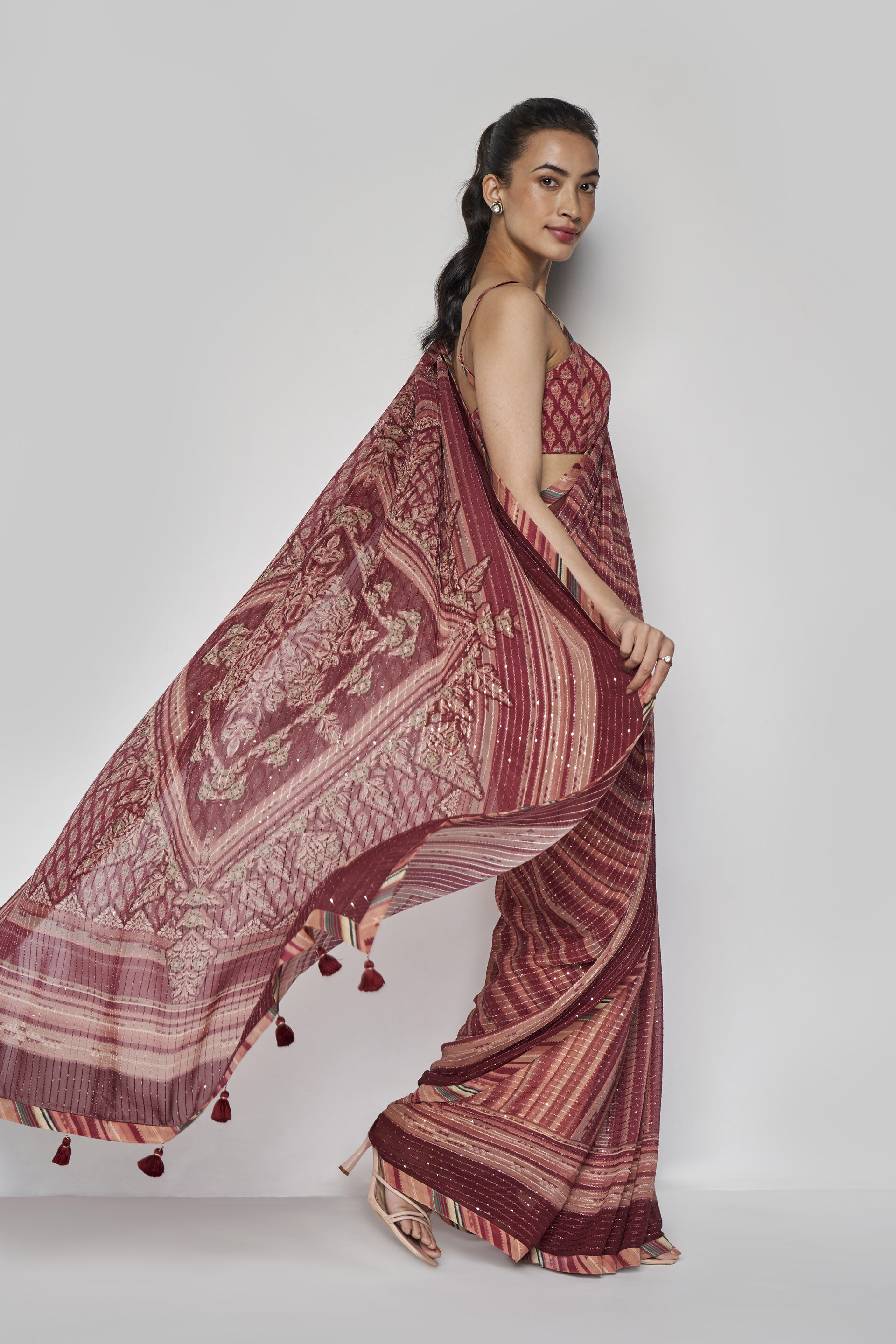 Arvika Saree, Wine, image 4