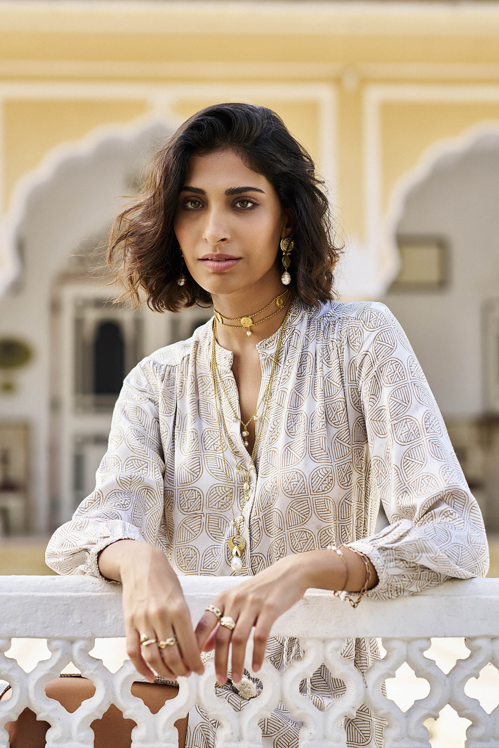 Fresco Hand-block Print & Gold Khadi Dress - Grey, Grey, image 4