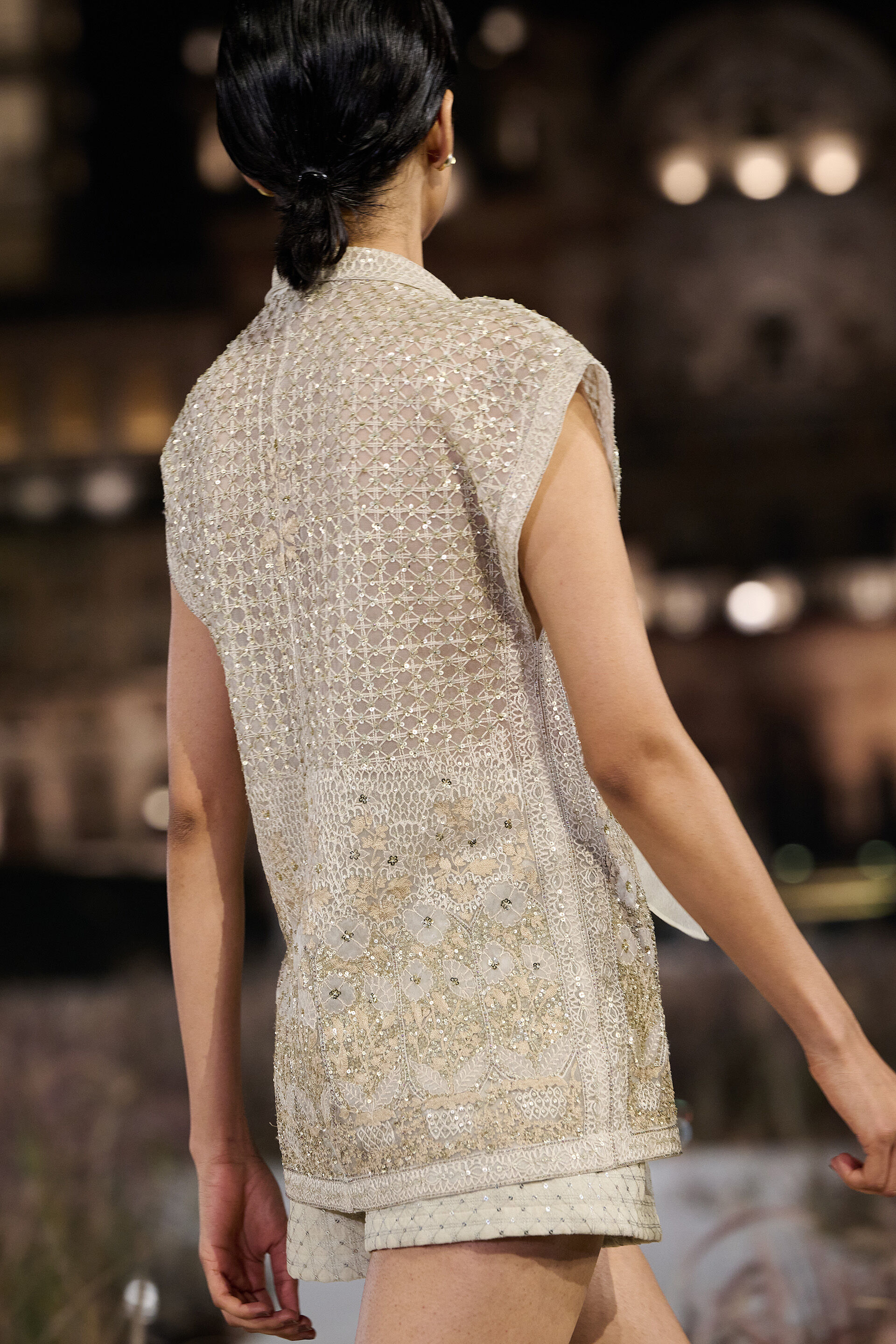 Arlen Embroidered Silk Jacket Set - Ivory