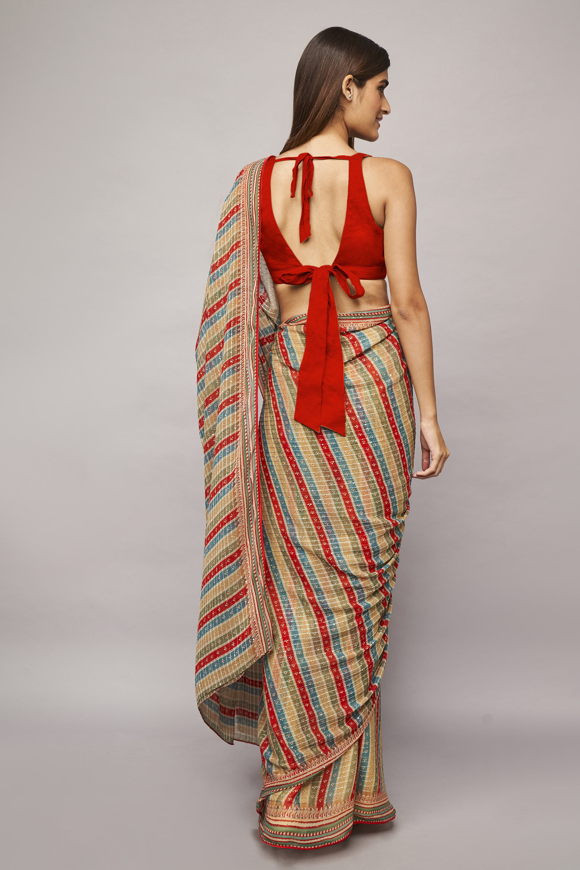 Alana Saree - Red, Red, image 3