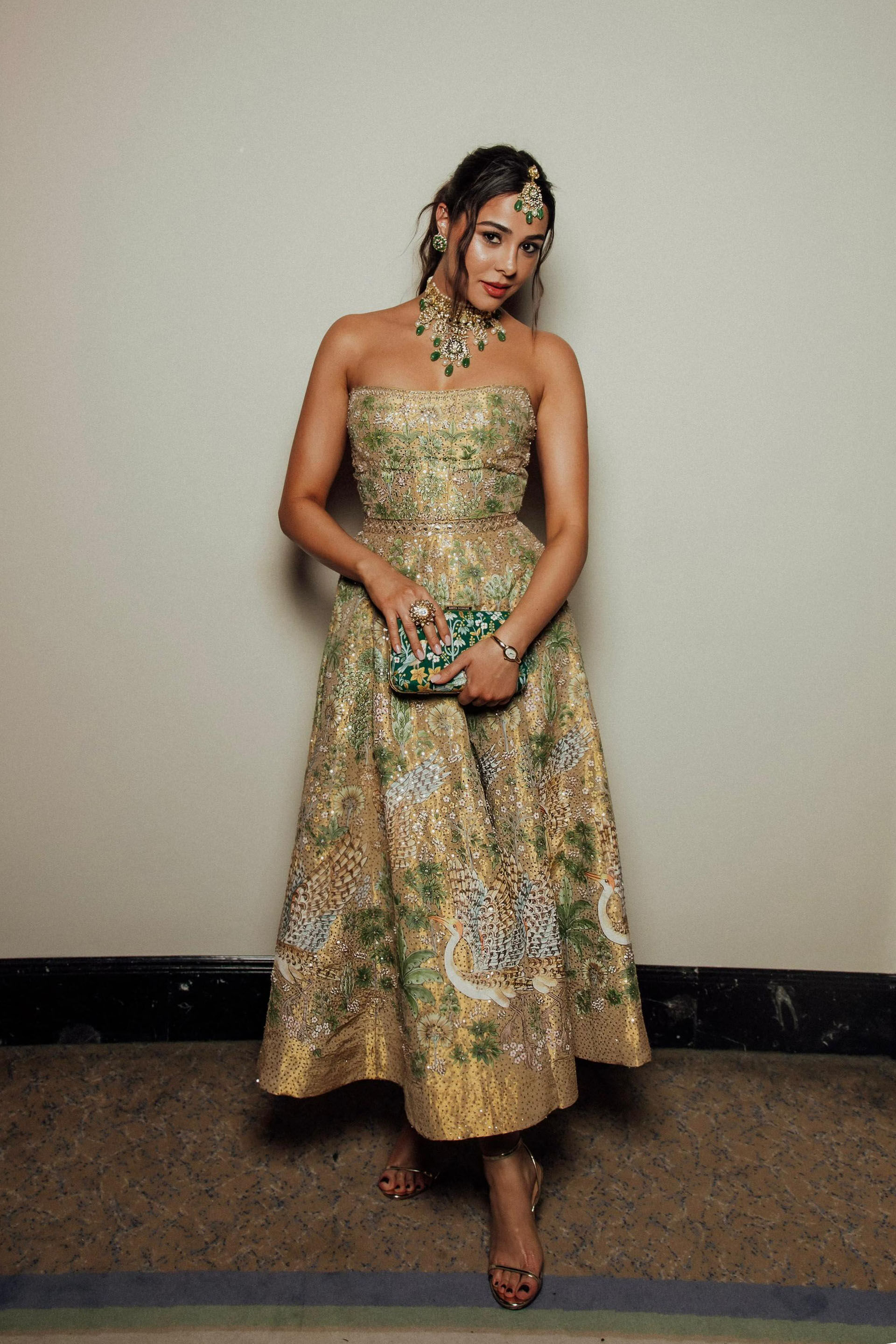 Avasa Hand-painted Pichhwai Silk Dress - Gold, , image 3