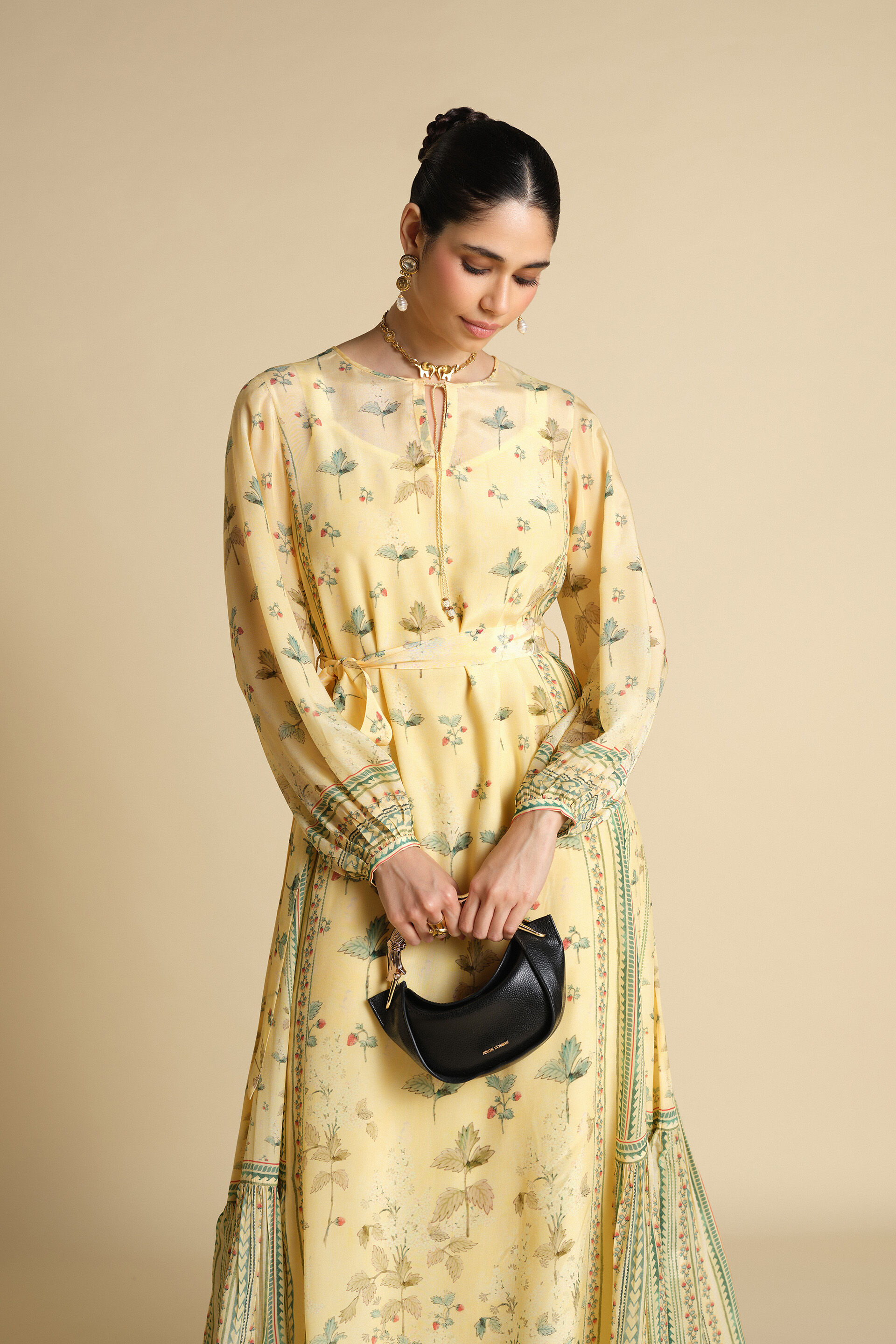 Honeydew Printed Kaftan - Yellow, Yellow, image 4