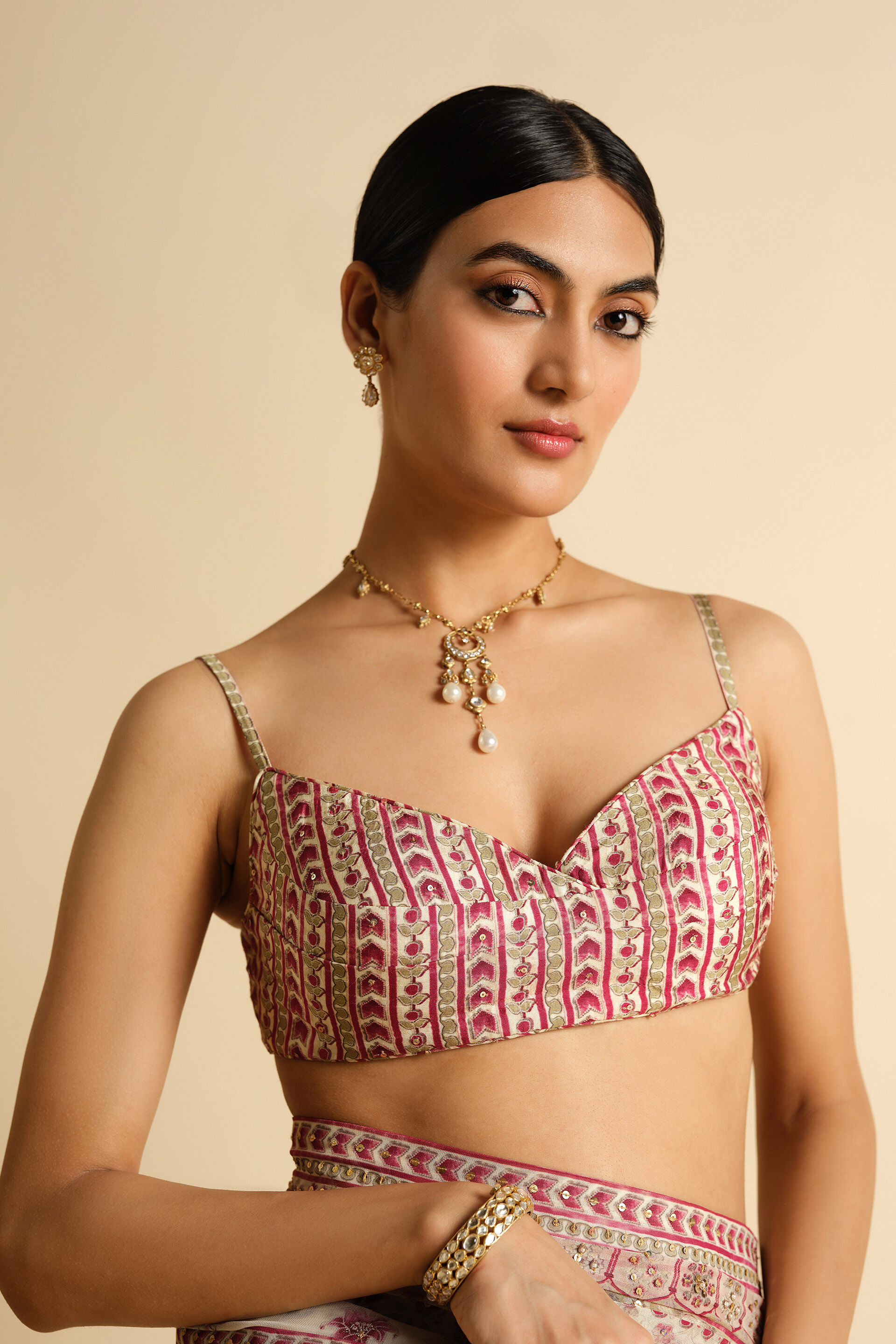 Sirvani Sequin Georgette Saree - Creme, Cream, image 4